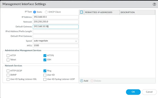 Assigning static management IP in Palo Alto firewall