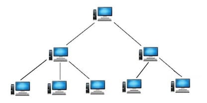 Diagram showing tree topology with hub and spoke connections